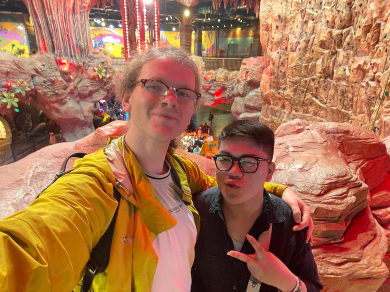 Damian and Ben's selfie inside the artificial cave.